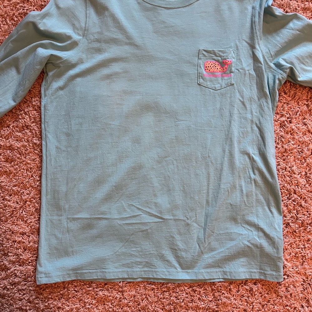 Vineyard Vines Blue and Pink Long Sleeve Tee